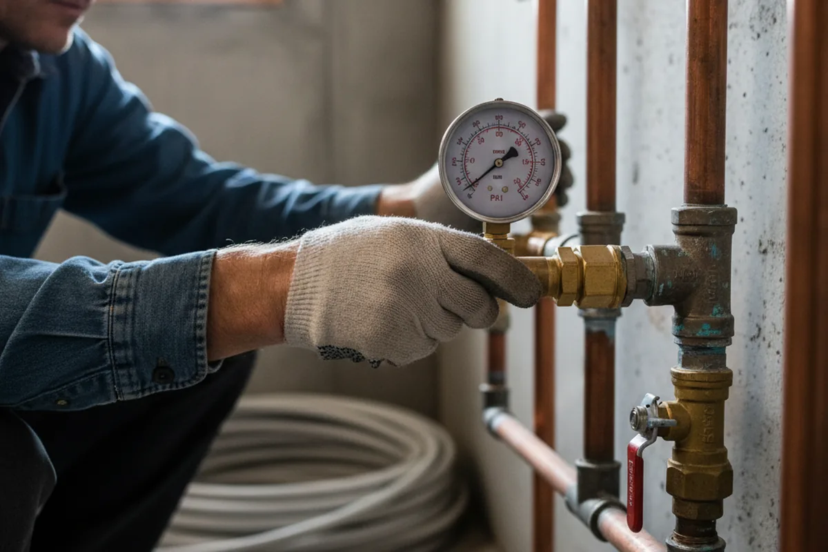 Pressure testing a repaired line during Water Line Repair in Nicholasville